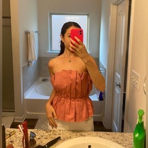 Do & Be pink pleated strapless top